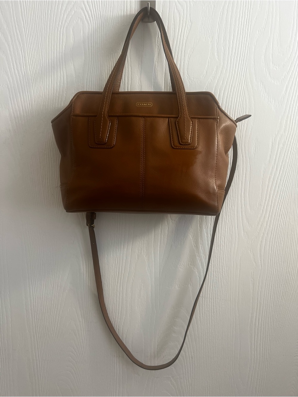Cognac Coach Taylor Leather Bette Mini Tote Crossbody - Picture 9 of 14